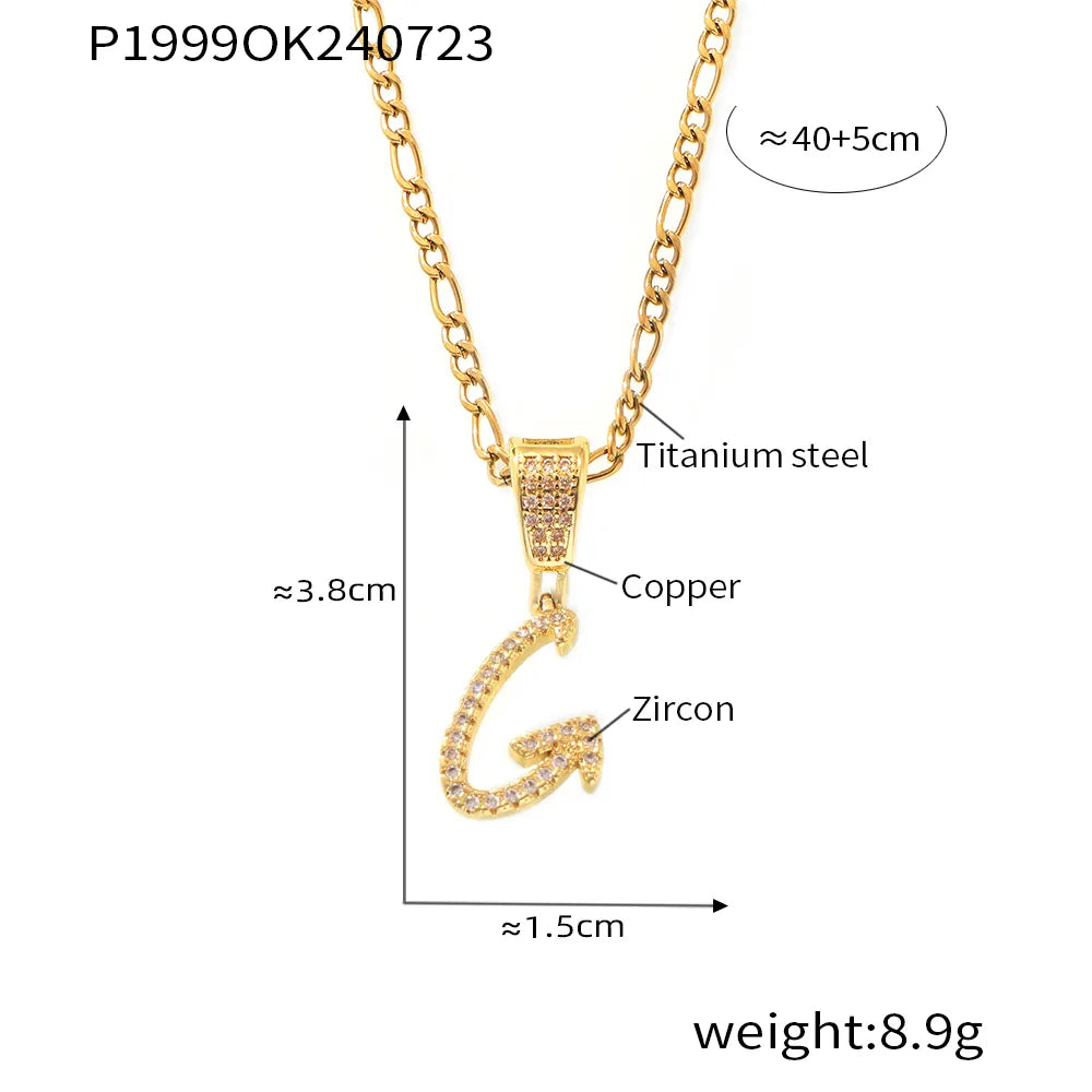 Titanium Steel Copper 18K Gold Plated Plating Letter Pendant Necklace