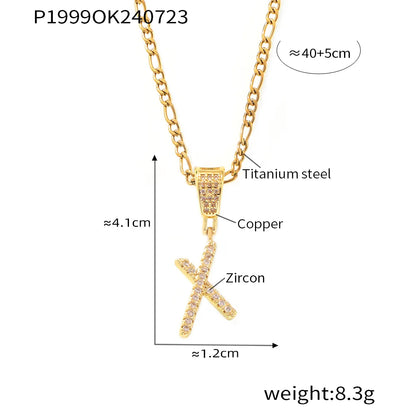 Titanium Steel Copper 18K Gold Plated Plating Letter Pendant Necklace