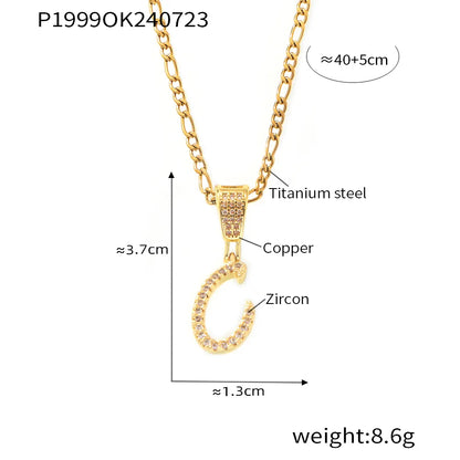 Titanium Steel Copper 18K Gold Plated Plating Letter Pendant Necklace