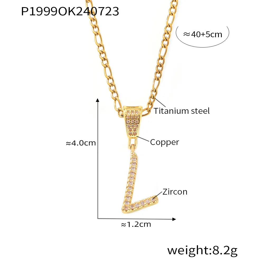 Titanium Steel Copper 18K Gold Plated Plating Letter Pendant Necklace