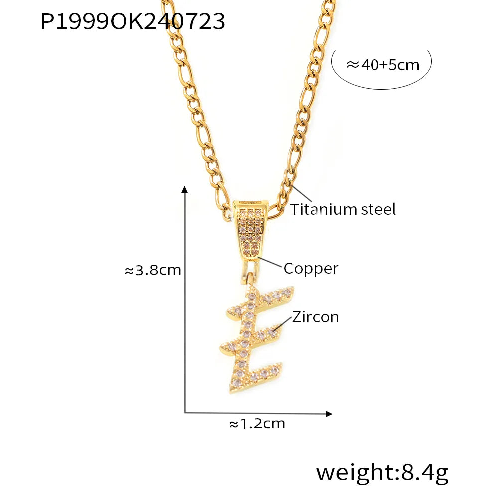 Titanium Steel Copper 18K Gold Plated Plating Letter Pendant Necklace