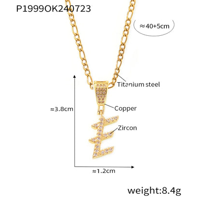 Titanium Steel Copper 18K Gold Plated Plating Letter Pendant Necklace