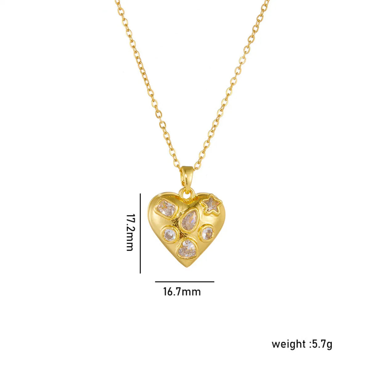 Wholesale Jewelry Simple Style Shiny Heart Shape Titanium Steel Copper Zircon 18K Gold Plated Inlay Pendant Necklace Locket Necklace