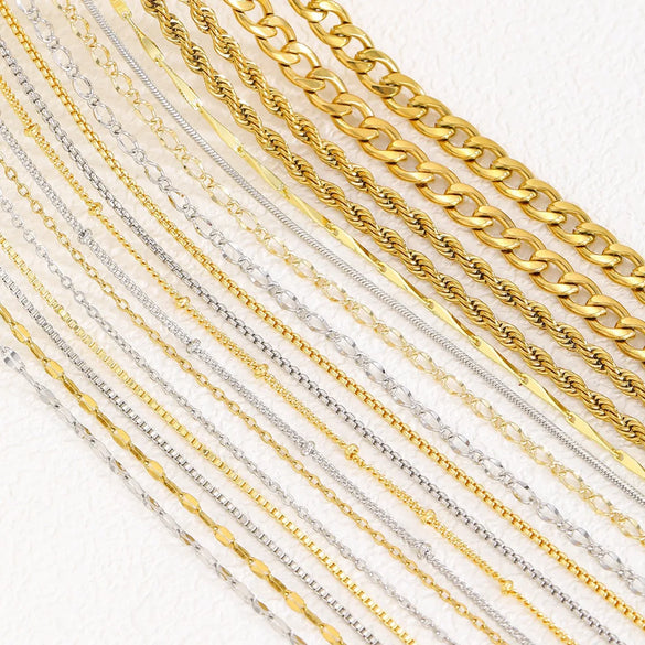 Titanium Steel Copper Cuban Link Chain Curb Chain Cable Chain Box Chain 45-50cm Necklace Chain