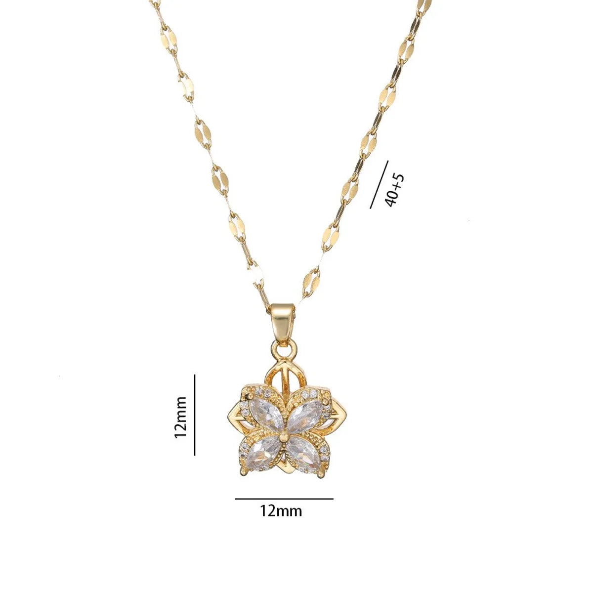 Titanium Steel Copper Elegant Diamond Geometric Flower Jewelry Set