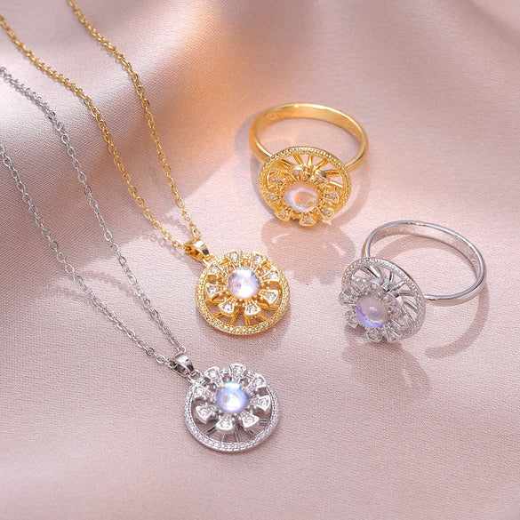 Titanium Steel Copper Elegant Flower Jewelry Set