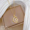 Titanium Steel Copper Geometric Microinlaid Diamond Necklace Unisex