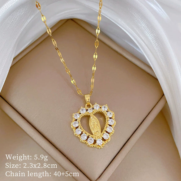 Titanium Steel Copper Geometric Microinlaid Diamond Necklace Unisex