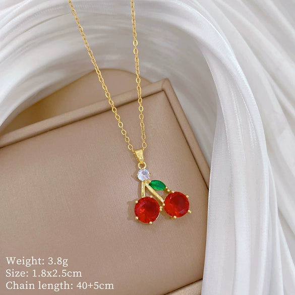 Titanium Steel Copper Geometric Microinlaid Diamond Necklace Unisex