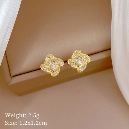 Titanium Steel Copper Gold Plated IG Style Classic Style Inlay Four Leaf Clover Zircon Earrings Necklace