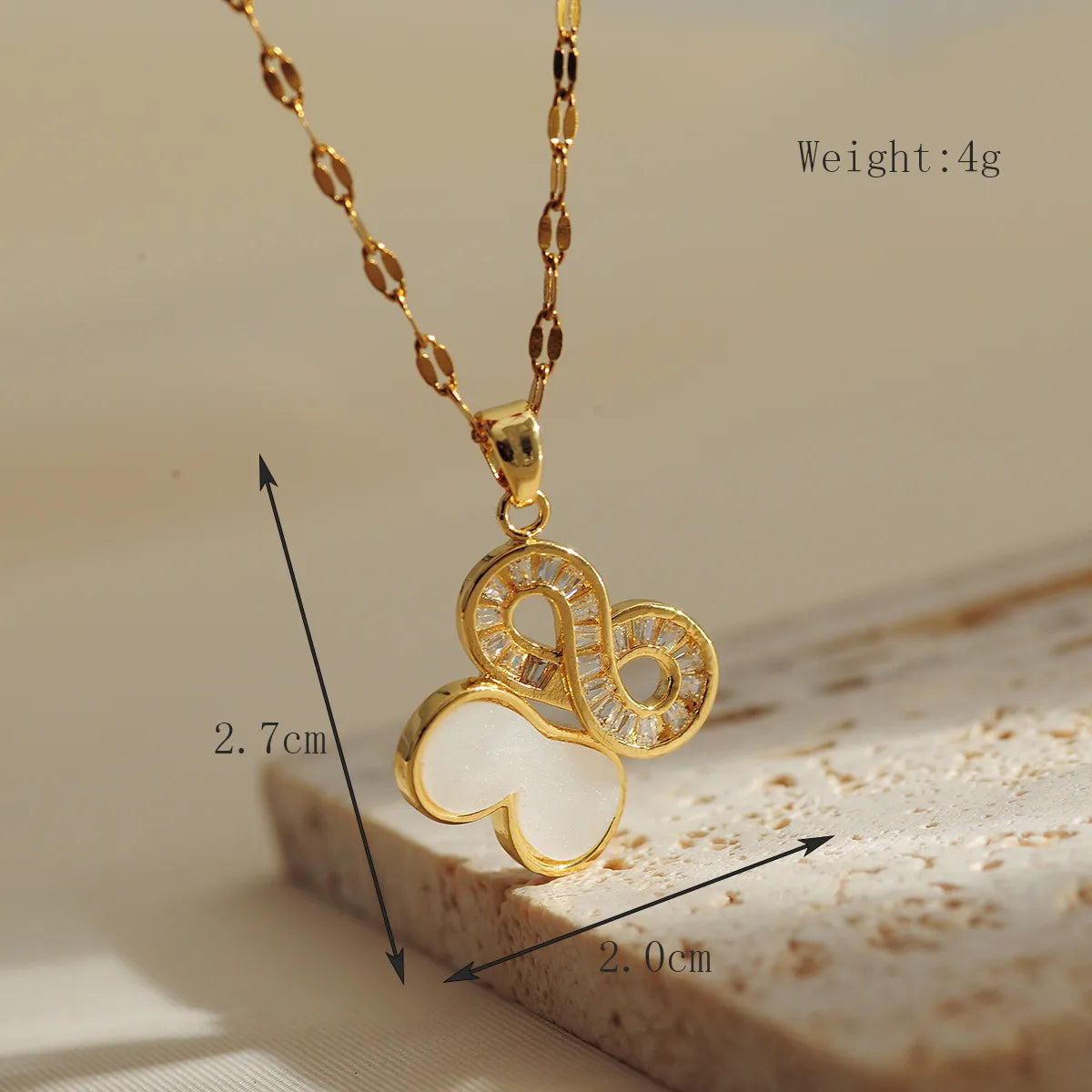 Titanium Steel Copper Gold Plated IG Style Shiny Inlay Rose Butterfly Planet Shell Zircon Pendant Necklace