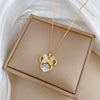 Titanium Steel Copper Gold Plated Inlay Bow Knot Zircon Pendant Necklace