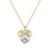 Titanium Steel Copper Gold Plated Inlay Bow Knot Zircon Pendant Necklace