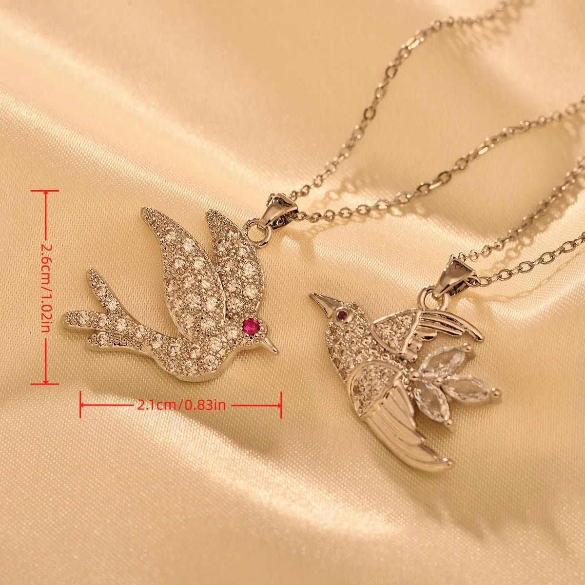 Titanium Steel Copper IG Style Simple Style Shiny Bird Inlay Zircon Pendant Necklace