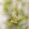Titanium Steel Copper IG Style Sweet Hollow Out Inlay Butterfly Zircon Pendant Necklace