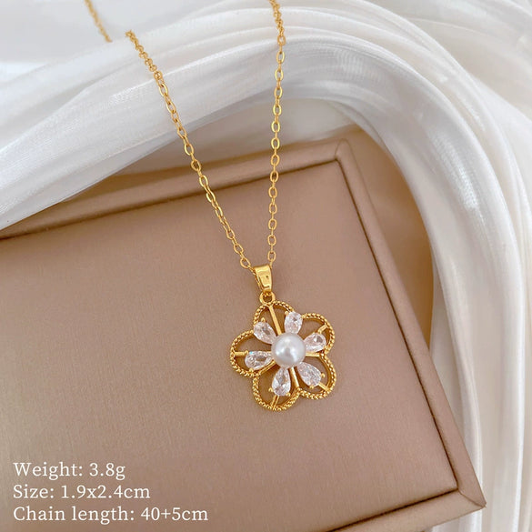 Titanium Steel Copper Microinlaid Real Gold Plating Geometric Style Unisex Necklace