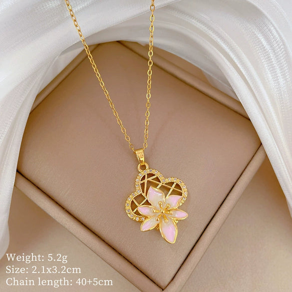 Titanium Steel Copper Microinlaid Real Gold Plating Geometric Style Unisex Necklace