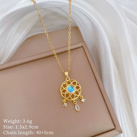 Titanium Steel Copper Microinlaid Real Gold Plating Geometric Style Unisex Necklace