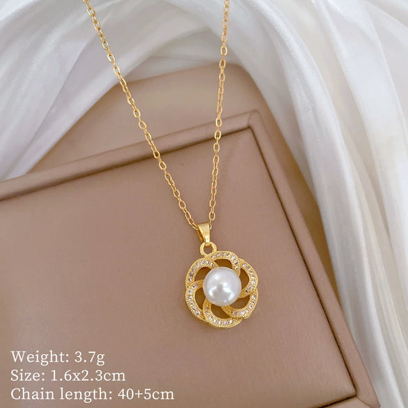 Titanium Steel Copper Microinlaid Real Gold Plating Geometric Style Unisex Necklace