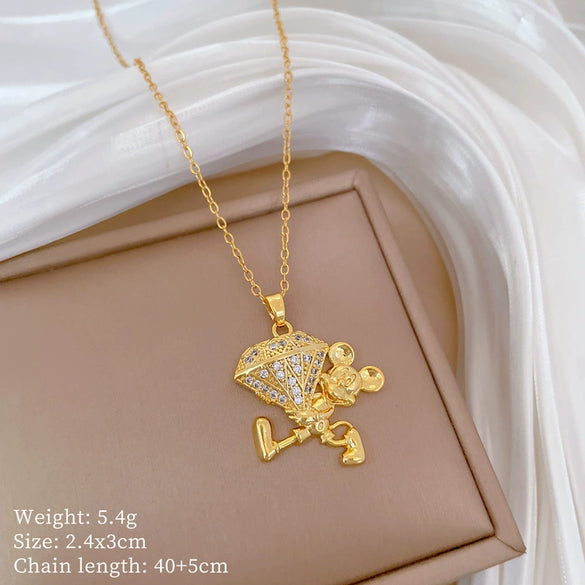 Titanium Steel Copper Microinlaid Real Gold Plating Geometric Style Unisex Necklace
