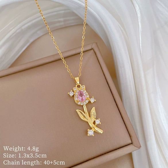 Titanium Steel Copper Microinlaid Real Gold Plating Geometric Style Unisex Necklace
