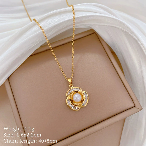 Titanium Steel Copper Microinlaid Real Gold Plating Geometric Style Unisex Necklace