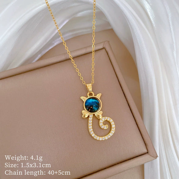 Titanium Steel Copper Microinlaid Real Gold Plating Geometric Style Unisex Necklace