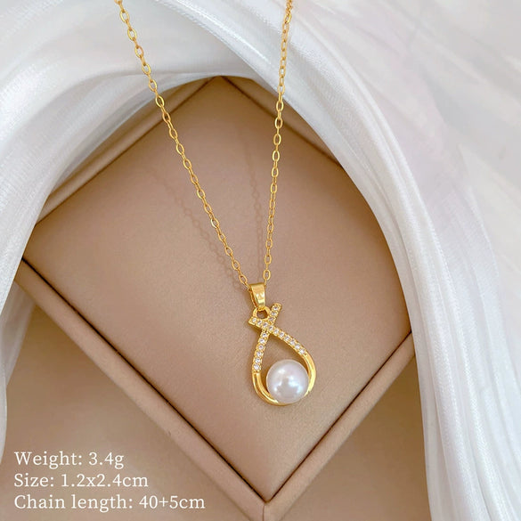 Titanium Steel Copper Microinlaid Real Gold Plating Geometric Style Unisex Necklace