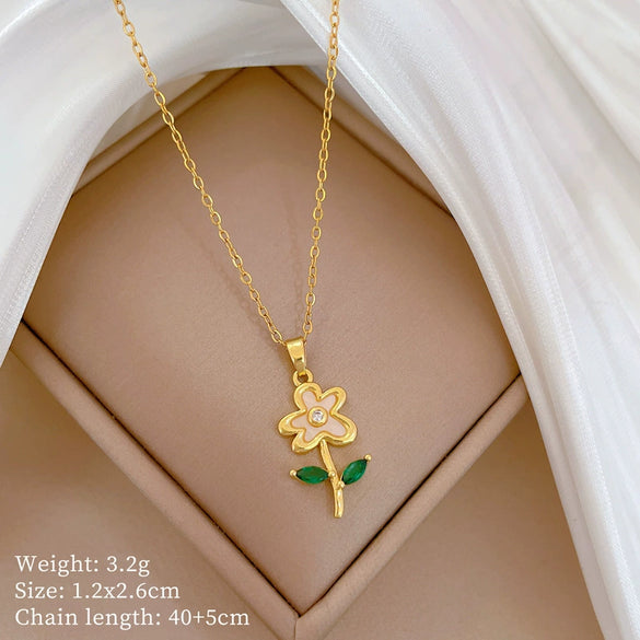 Titanium Steel Copper Microinlaid Real Gold Plating Geometric Style Unisex Necklace