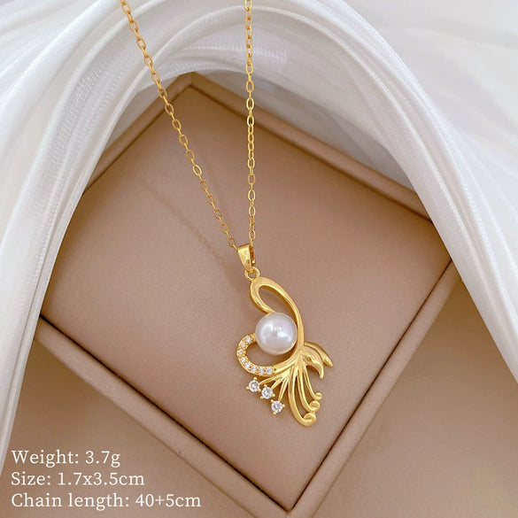 Titanium Steel Copper Microinlaid Real Gold Plating Geometric Style Unisex Necklace