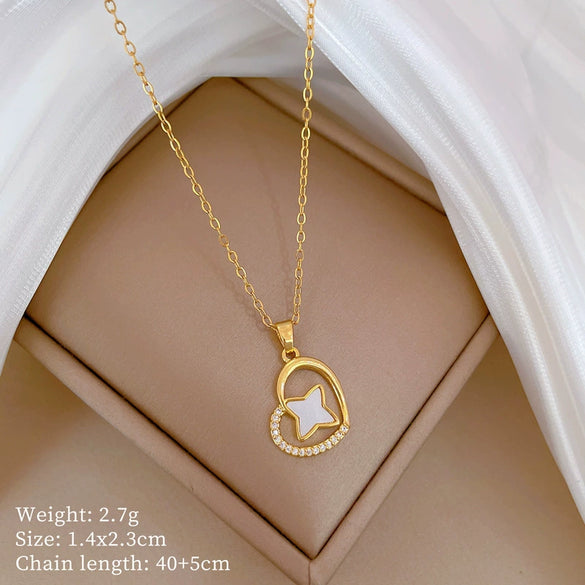 Titanium Steel Copper Microinlaid Real Gold Plating Geometric Style Unisex Necklace