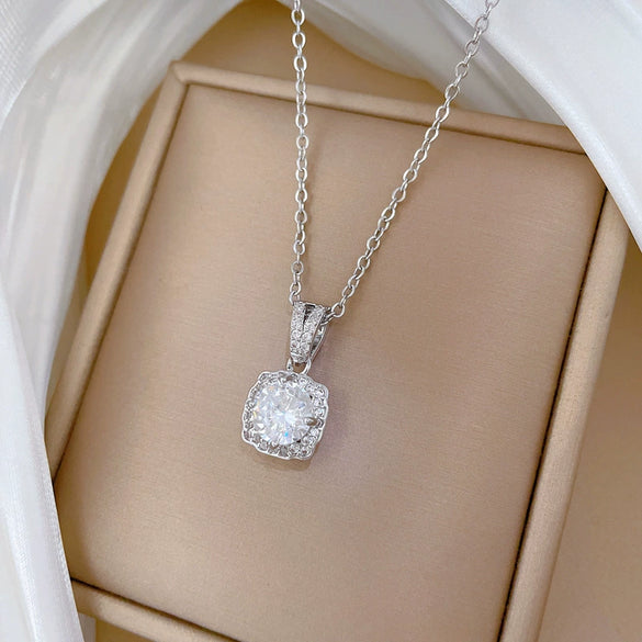 Titanium Steel Copper Microinlaid Real Gold Zircon Necklace With Cartoon Style And Geometric Pattern For Women