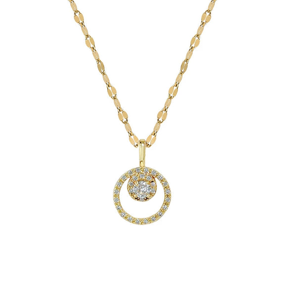 Titanium Steel Copper Pendant Cartoon Geometric Style Full Diamond Micropaved Zircon Necklace With Real Gold Electroplating