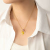 Titanium Steel Copper Pendant Necklace With Oil Dropping Flower Design For Women