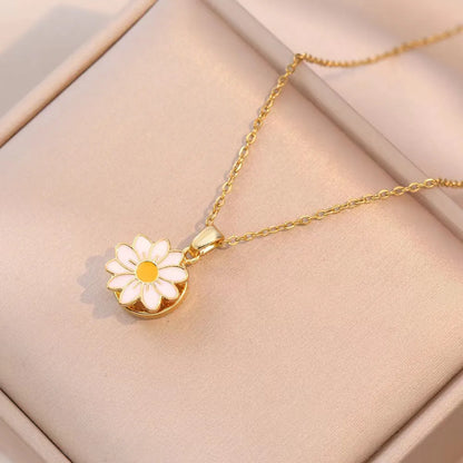 Titanium Steel Copper Simple Style Classic Style Plating Flower Rings Necklace