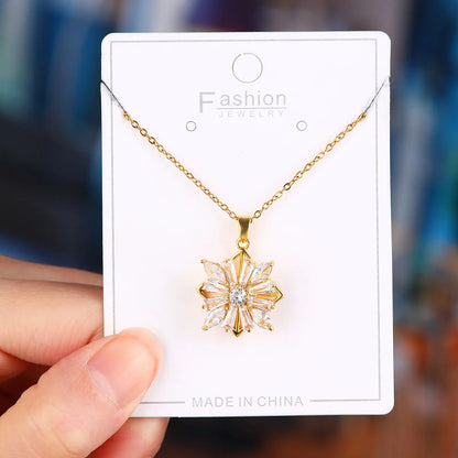 Titanium Steel Copper Simple Style Plating Flower Pendant Necklace