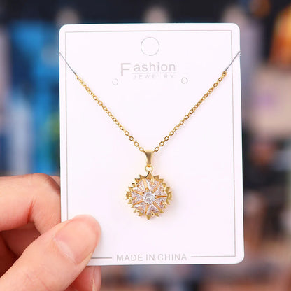 Titanium Steel Copper Simple Style Plating Flower Pendant Necklace