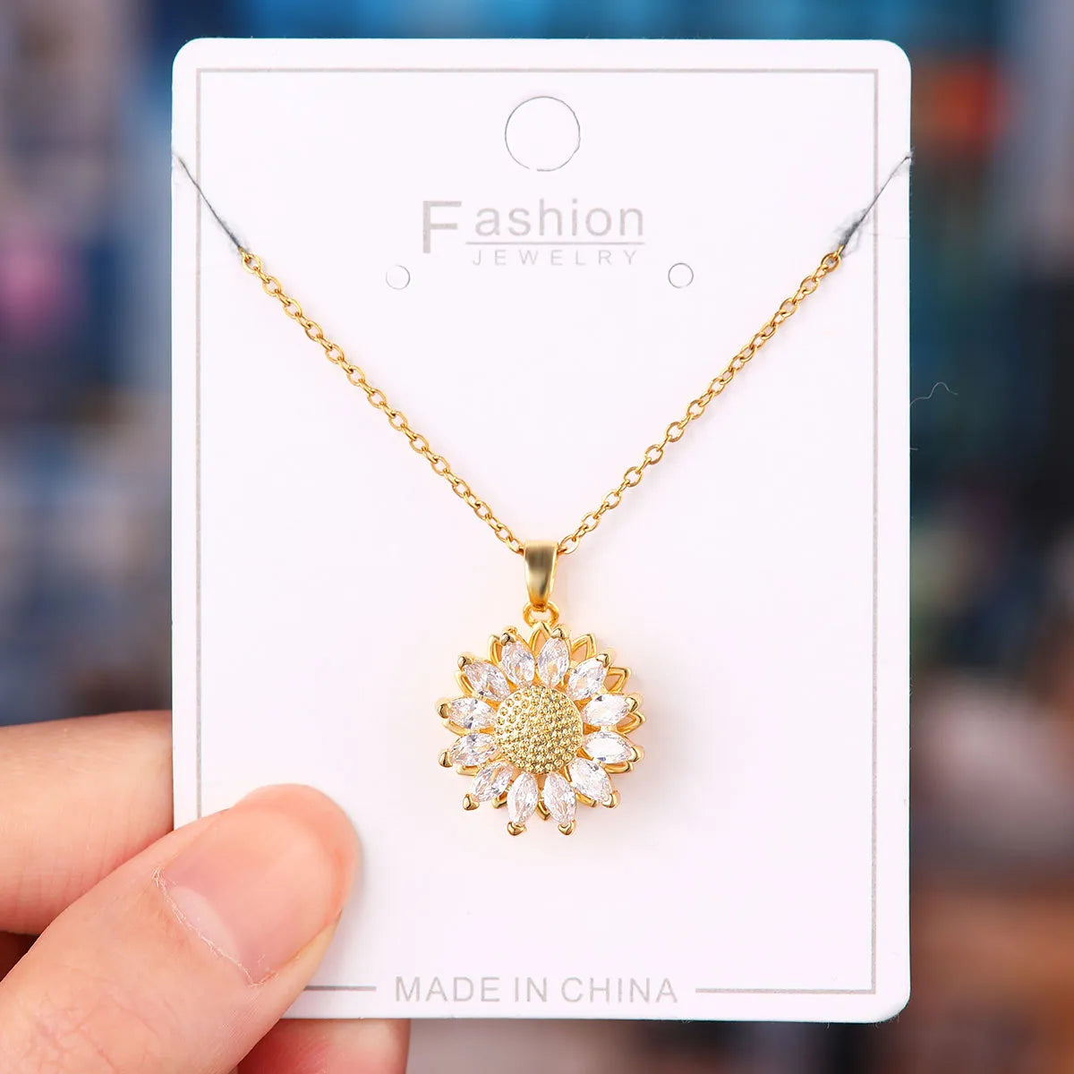 Titanium Steel Copper Simple Style Plating Flower Pendant Necklace