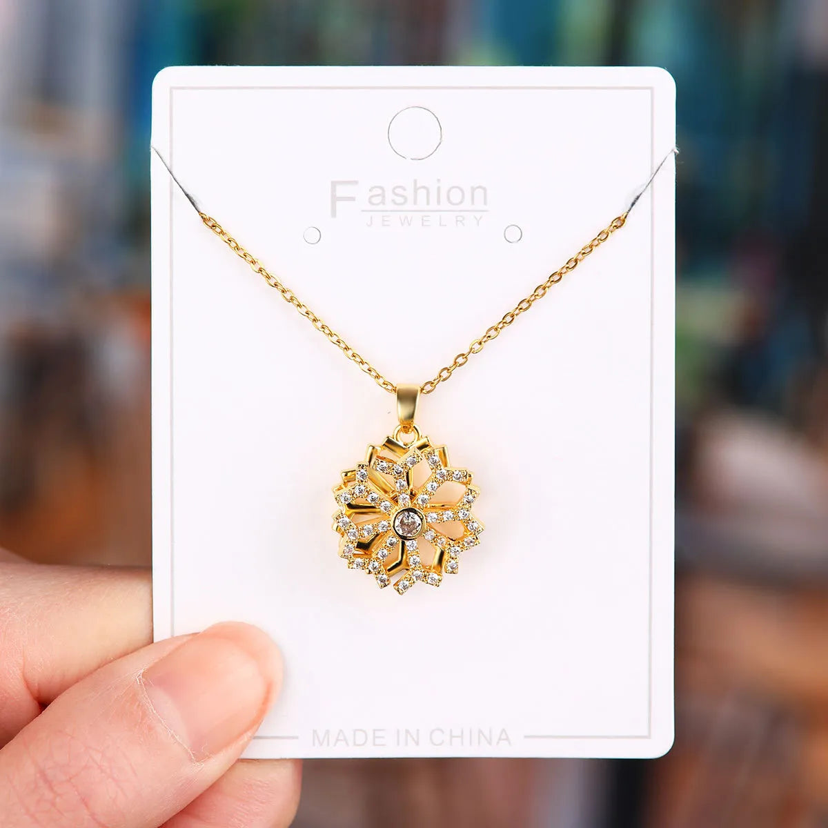 Titanium Steel Copper Simple Style Plating Flower Pendant Necklace