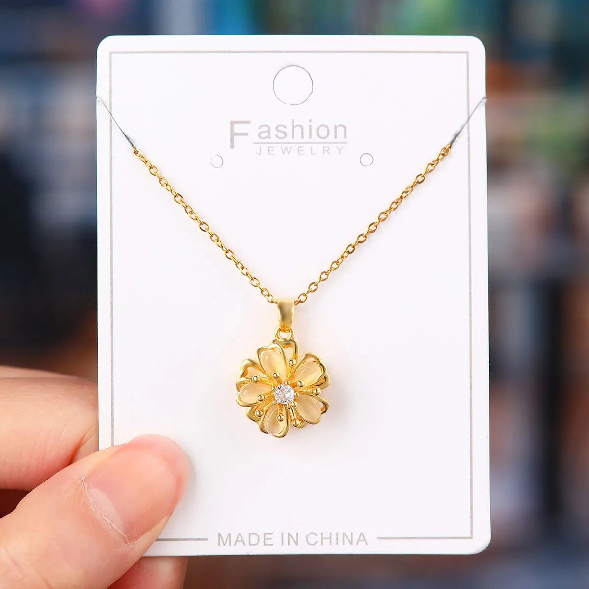 Titanium Steel Copper Simple Style Plating Flower Pendant Necklace