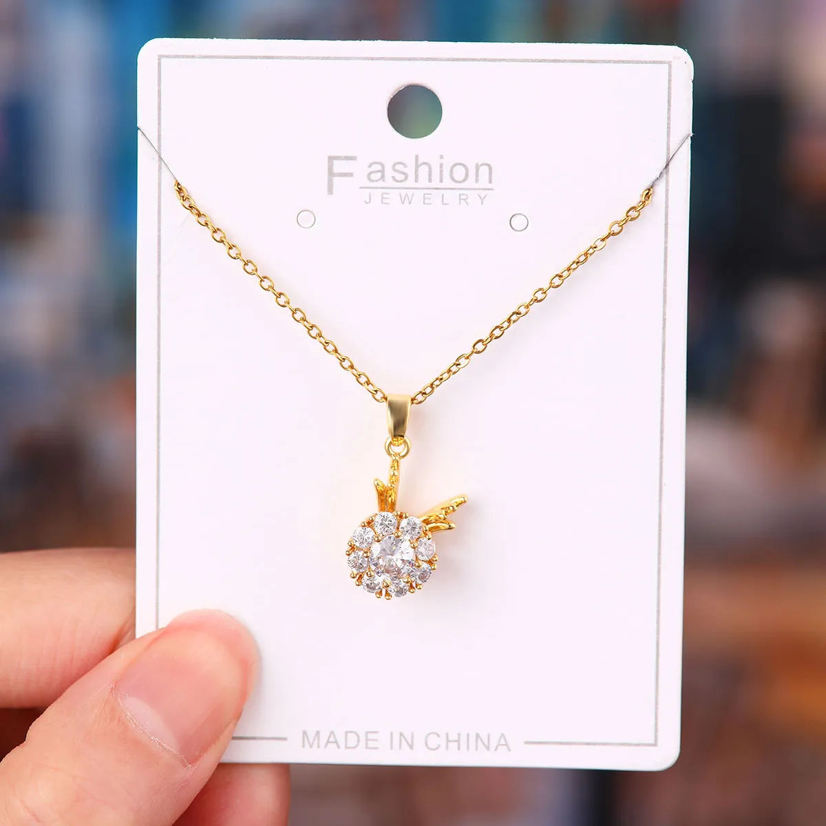 Titanium Steel Copper Simple Style Plating Flower Pendant Necklace