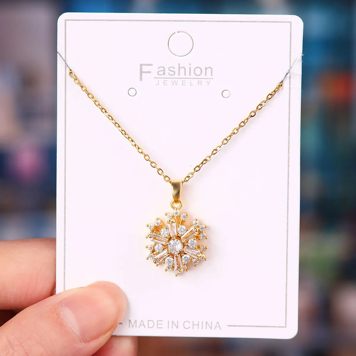 Titanium Steel Copper Simple Style Plating Flower Pendant Necklace