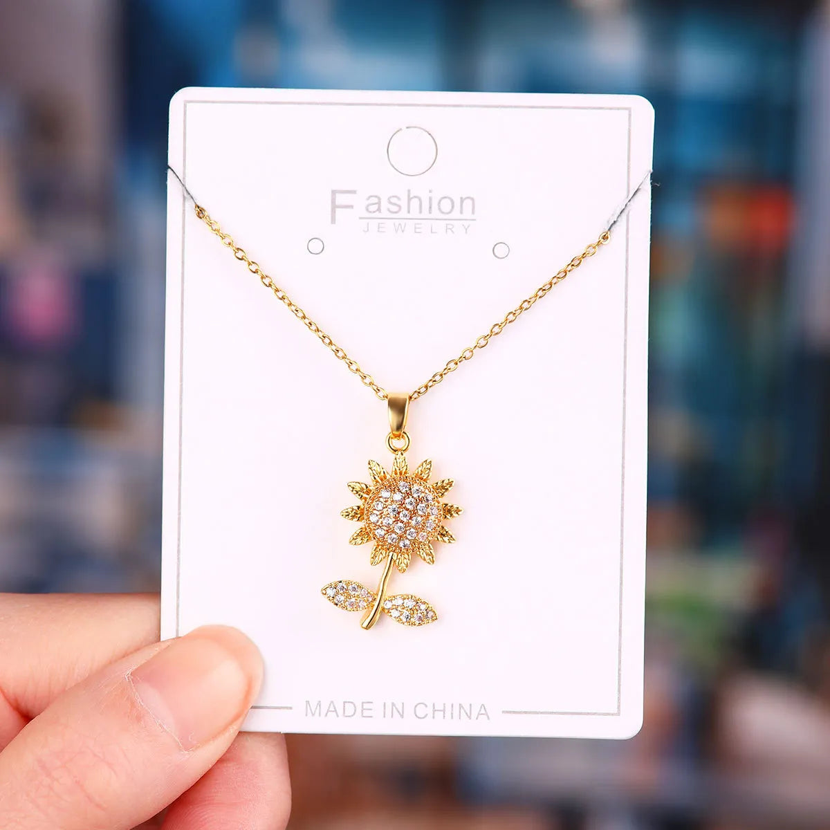 Titanium Steel Copper Simple Style Plating Flower Pendant Necklace