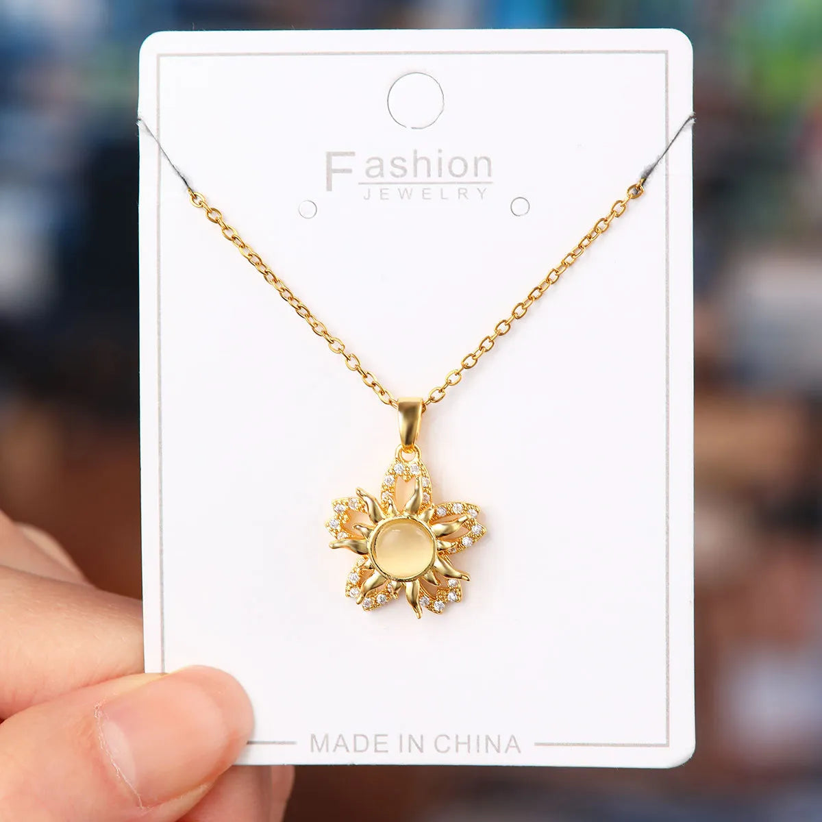 Titanium Steel Copper Simple Style Plating Flower Pendant Necklace