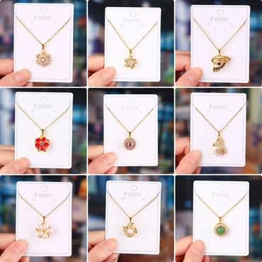 Titanium Steel Copper Simple Style Plating Flower Pendant Necklace