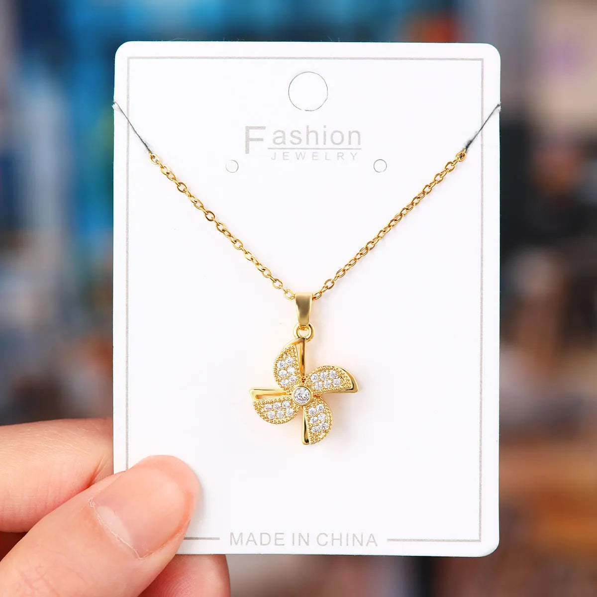 Titanium Steel Copper Simple Style Plating Flower Pendant Necklace