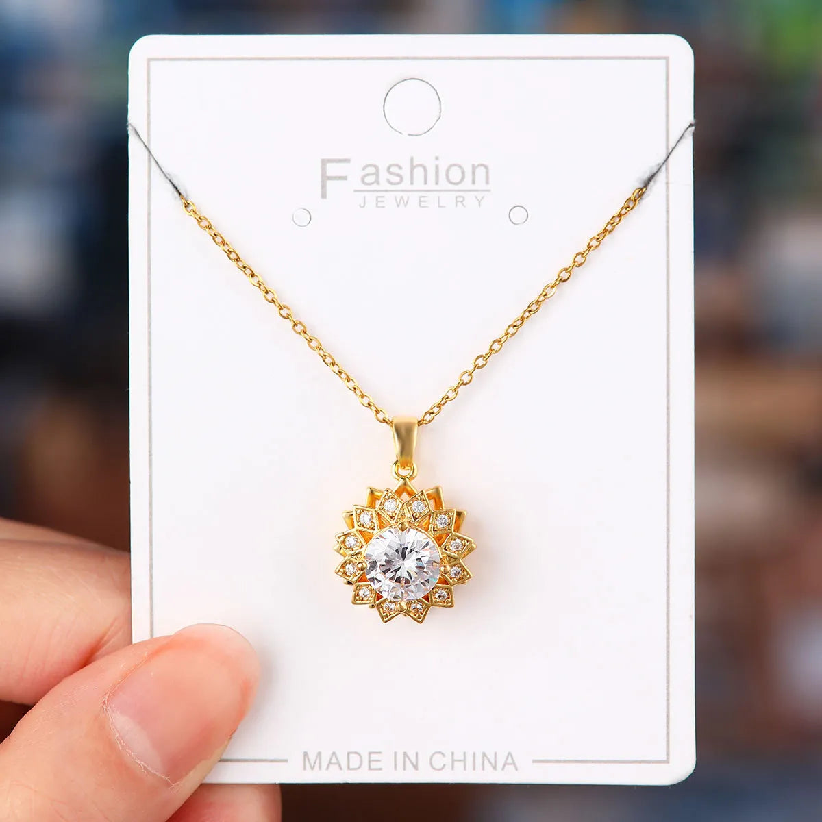 Titanium Steel Copper Simple Style Plating Flower Pendant Necklace