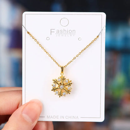 Titanium Steel Copper Simple Style Plating Flower Pendant Necklace