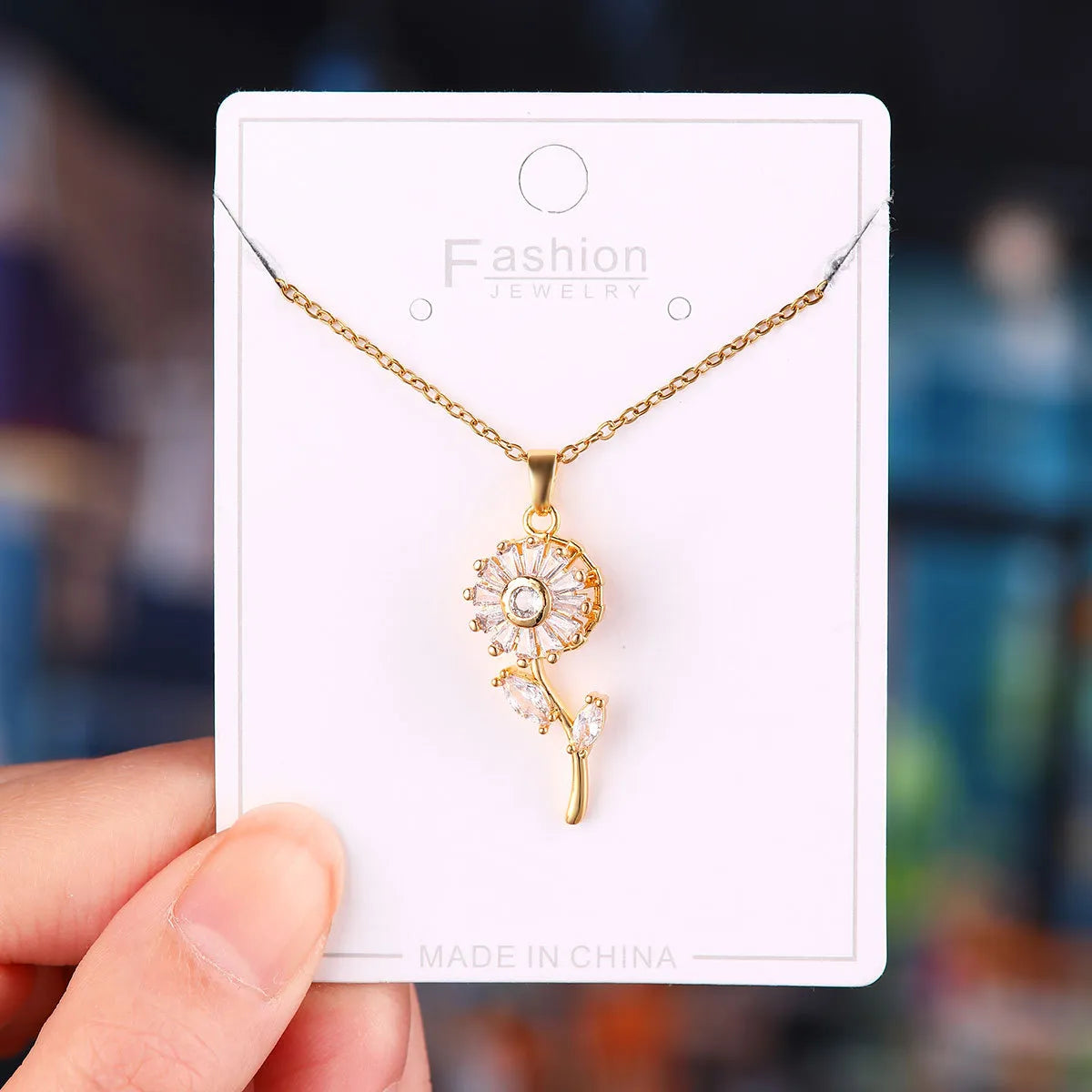 Titanium Steel Copper Simple Style Plating Flower Pendant Necklace