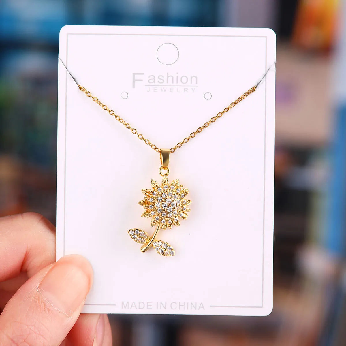 Titanium Steel Copper Simple Style Plating Flower Pendant Necklace